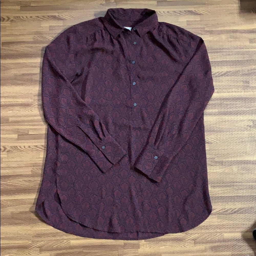 Loft printed burgundy/navy tunic S/M